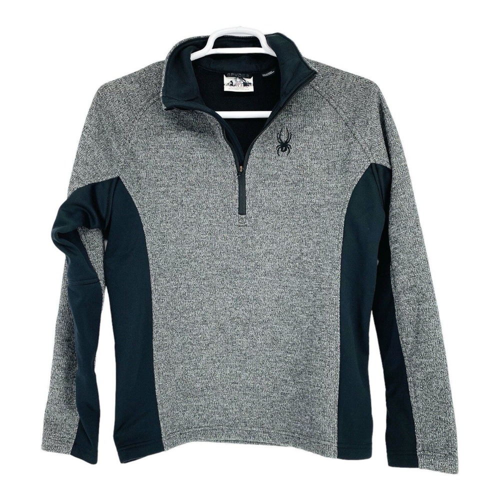 Spyder Men’s Size Medium Gray/Black 1/4 Zip Pullover Long‎ Sleeve-EXCELLENT